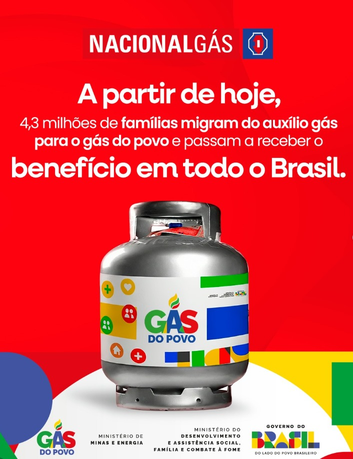 Informativo Nacional Gás sobre o benefício Gás do Povo